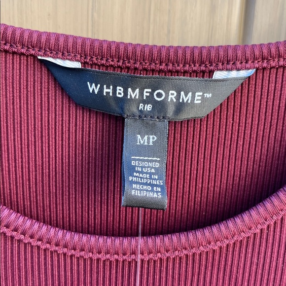 WHBM® FORME Rib Long Sleeve Cutout Midi Dress Stretch Medium Petite Port New - Picture 5 of 9